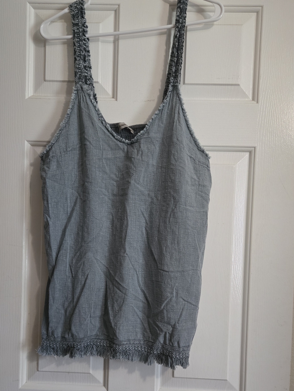 Light Blue Fringe-Trim Sleeveless Camisole